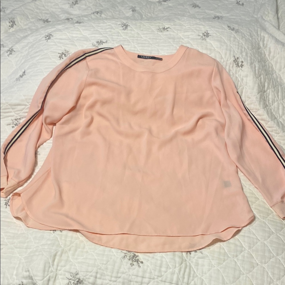 Ralph Lauren Light Pink Blouse with Stripe Accents